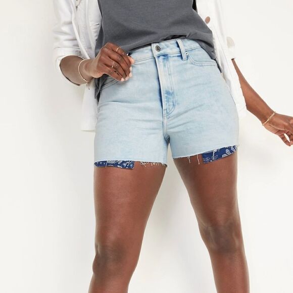 NEW Old Navy OG Short High Rise Paisley Print Shorts Size 10 - Picture 1 of 9